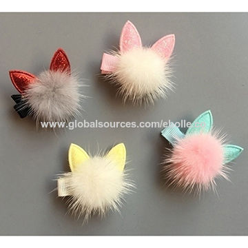 Wholesale Baby Girl Lovely Unicorn Plush Toy Faux Rabbit Fur Ball