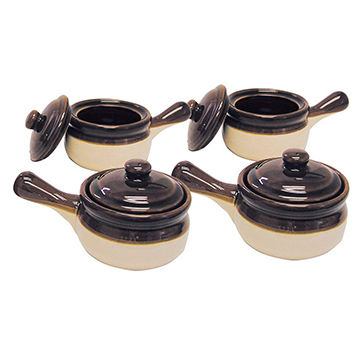 French Onion Soup Crock Bowls with Handles, 15 Ounce, Set of 4