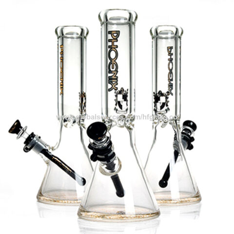 Heavy Tobacco Glass Water Pipe Bong Bubbler Hookah 8 Beaker - Black