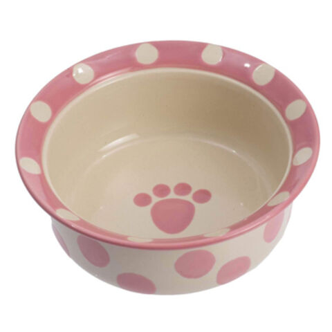 pink ceramic dog bowl