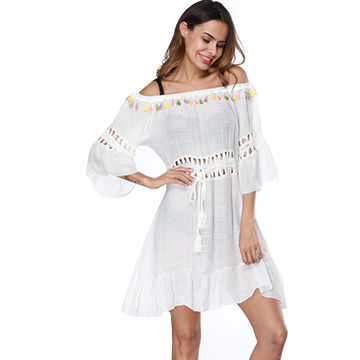 white off the shoulder beach cover up