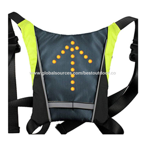 LED Signal Turn Light Reflective Vest Backpack for Night Cycling Running Hiking 