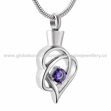 Beautiful Purple Crystal Urn Necklace Memorial Keepsake Cremation Jewelry for sale at factory direct price