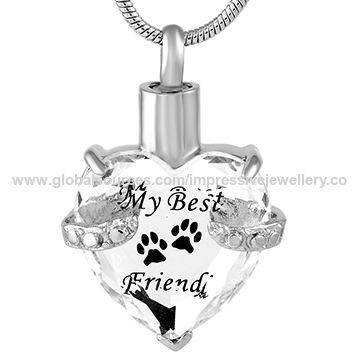 Stainless Steel My Dog My Best Friend Paw Print Pet Memorial Cremation Jewelry for sale at factory direct price