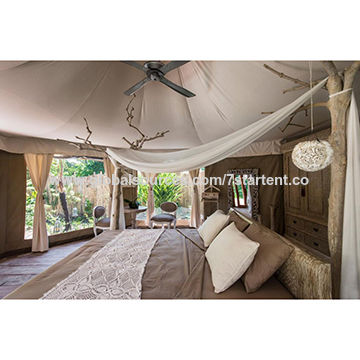 China Resort Eco Camping Tent With Luxury Decoration Inside On