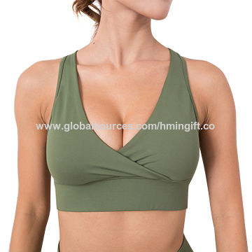 Womens Shockproof Yoga Push Up Sport Bra With Padded Longline