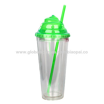 Buy Wholesale China 22oz Or 16oz Capacity Outdoor Double Wall Frosted Plastic  Straw Cup With Lid Matte Straw Tumbler & Plastic Straw Tumbler at USD 0.79