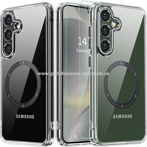 Compre Samsung Funda Galaxy S24 Funda S24 Funda Clear Case Magnetic  [resistant Amarillamiento] Con [2x Protector De Pantalla De Vidrio  Templado] y Funda de China por 0.65 USD