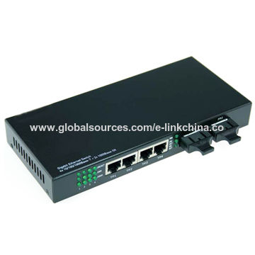 Gigabit 4 Ports Fiber Ethernet Switch with 2 Ports SC/SM/20km, 4 