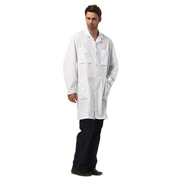 Cómodo uniforme blanco impermeable chaqueta de laboratorio