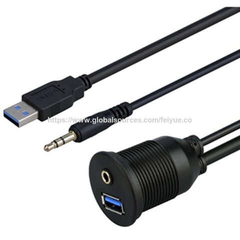 كابل تمديد USB 2.0/USB 3.0 و AUX 3.5mm للتثبيت المتدفق في تابلوه السيارة/القارب - لوحة تثبيت ذكر إلى أنثى for sale at factory direct price