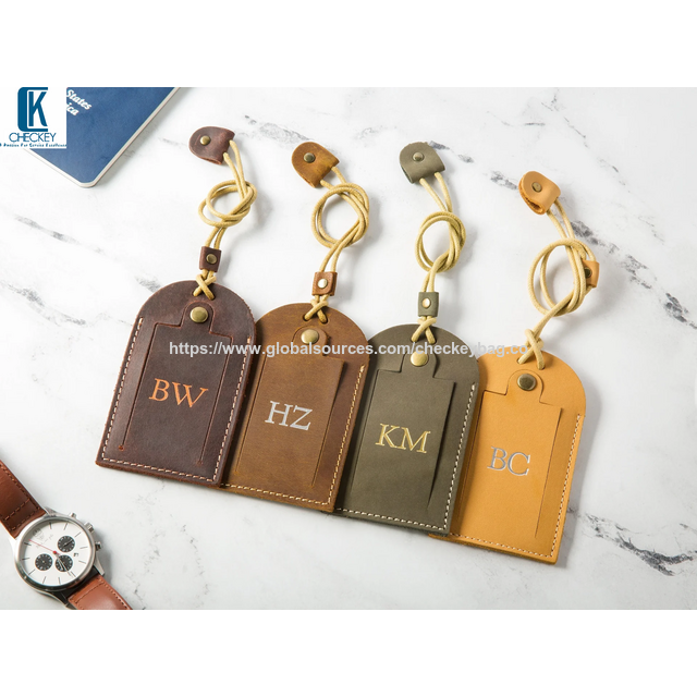 Luxuriöse, handgefertigte Gepäckanhänger aus Leder. Gepäckanhänger aus Vollnarbenleder. Reisegepäckanhänger, OEM ODM Reisegepäckanhänger for sale at factory direct price