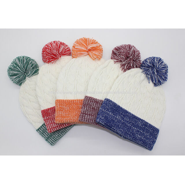Ladies' beanie hat, with knitted and woven design, most fashionable design in 2020