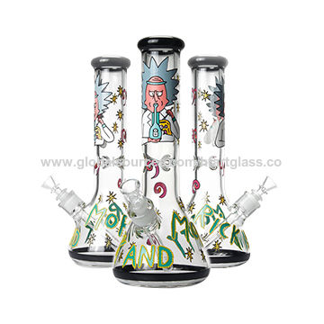 Luminous Rick And Morty Bong 7MM Thick Glass Water Pipe 13.5 Inches for sale at factory direct price