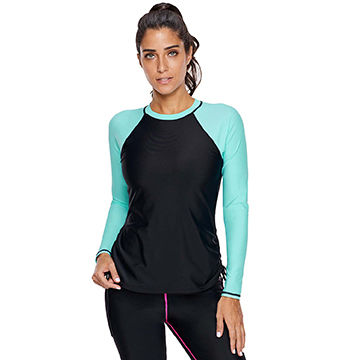 Buy Wholesale China Women Colorblock Rash Guard Long Sleeve Rashguard 