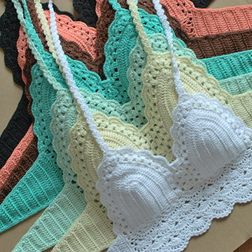 Women Designer Knitted Bra Swimwear Crochet Halter Tops Bikini