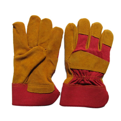 قفازات عمل جلد البقر مع نسيج قطني مبرد أحمر for sale at factory direct price