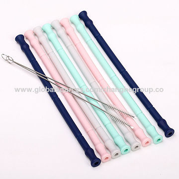 Buy Wholesale China Silicone Reusable Drinking Straws With Cleaning  Brush,bendable Drinking Draw & Reusable Silicone Straws at USD 0.09