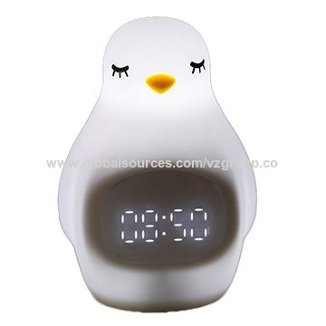 Penguin Digital Talking Alarm Clock With Blue Top Hat - Voice Announcement, Large Display, Novelty Kids & Adult Clock