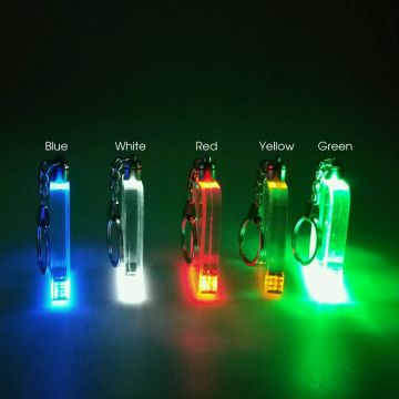 White LED Acrylic Keychain RGB Lights Blank Acrylic Badge