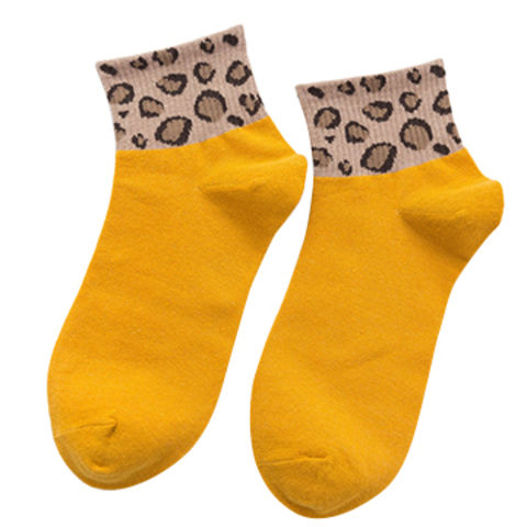 Meias curtas de algodão femininas com punho de leopardo, moda 2019 - Venda por atacado