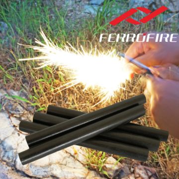 Pack of 5 FERROFIRE 3/8 x 4 Ferro Rods Ferrocerium Flint Steel Magnesium Survival DIY Fire Starter