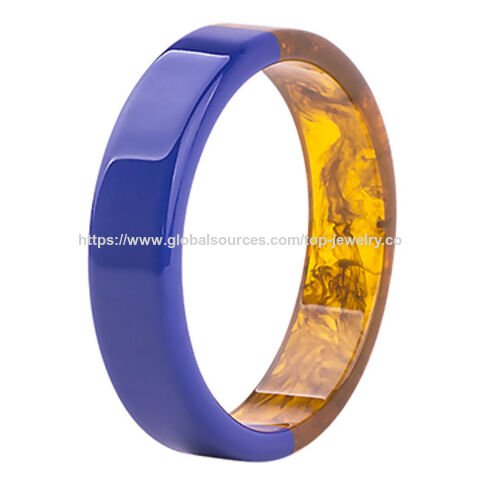 Pulseira de resina redonda da moda, cores duplas misturadas, OEM, com auditoria BSCI Sedex 4P SA8000