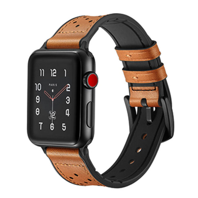 Correa de Silicona y Cuero a Prueba de Sudor para Apple Watch 38mm 42mm 40mm 44mm