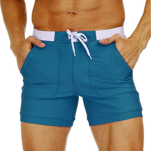 شورت سباحة رجالي برباط، حزام خصر متباين وجيب جانبي - بيع بالجملة شورتات سباحة رجالية for sale at factory direct price