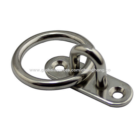 Set of 4 Steel Hook Rope Pull Ring Square Pad Eye Plate for Sailboat 5mm 