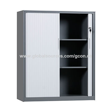 RZ Tambour Office Filing Cupboard Cabinet Lockable GDPR Grey or White