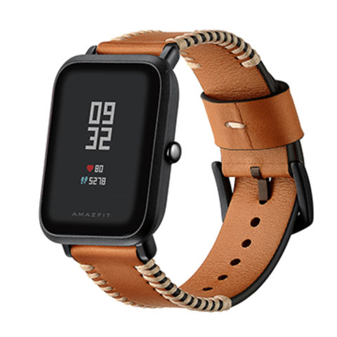 Correa de Reloj de Cuero Genuino con Costuras de 20MM para Huami Amazfit Bip