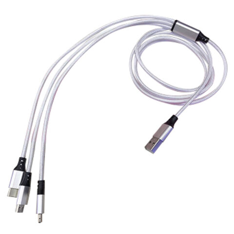Cabo Carregador USB 3 em 1 Trançado em Tecido, Fábrica, Lightning Micro Tipo-C, Cabos de Carregamento de Dados, Bom Preço, Alta Qualidade for sale at factory direct price