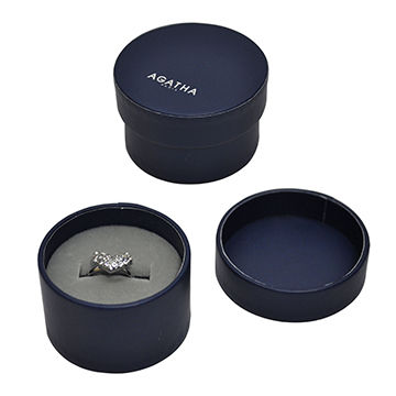 Luxury paper ring box round shape jewelry packaging with logo wholesale