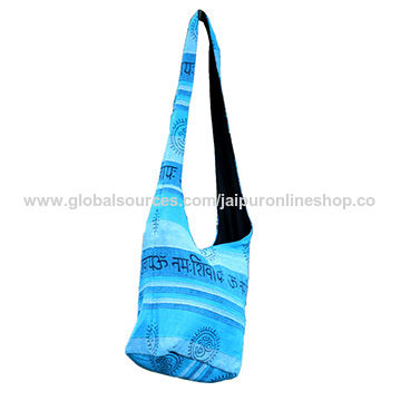 White-Blue HBP Cotton Jhola Tote Bag - SRWBCJTB6 – Sayali Rajadhyaksha  Sarees