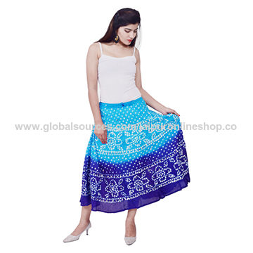 Buy Red Foil Print Rayon Crop Top With Skirt - Jaipur Kurti