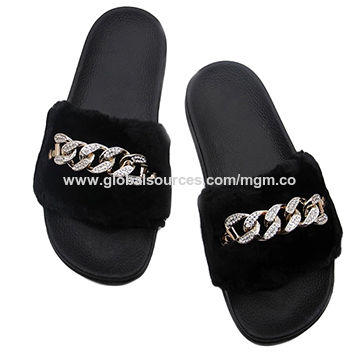 fur slides with chain