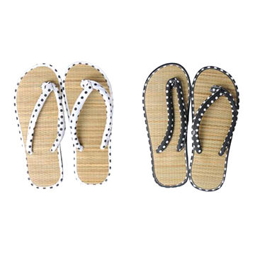 Women's Beach Flip-flops Straw Sandals With Fabric Upper Beach