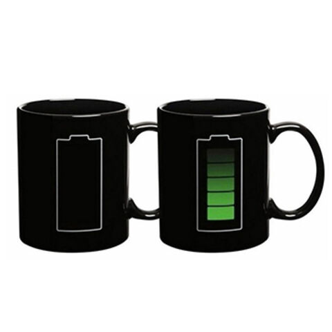 Keramiktassen, die die Farbe durch Hitze ändern - Lustige, magische Kaffeetasse & Teetasse mit einzigartigem Batterie-Lade-Design