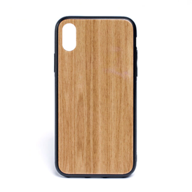 Casing Tekstur Kayu dan Penutup Kaca Tempered untuk iPhone X