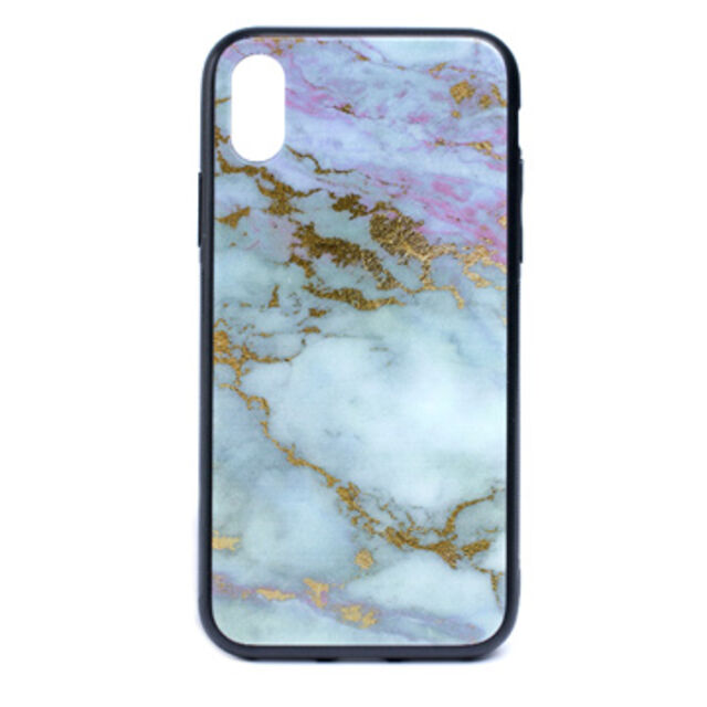 Casing Kaca Tempered Tekstur Marmer Granit untuk iPhone X