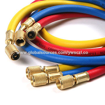 Gohantee R410A AC Charging Hose Set, 60" With 1/4" SAE 4000-800 PSI Refrigerant Charging Tube Pressure Resistant, Suitable For HVAC Air Conditioning Refrigerant Hoses R134A R12 R22, 3 Pcs