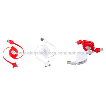 3 de alta calidad en 1 cable retractable del tirón bilateral USB for sale at factory direct price