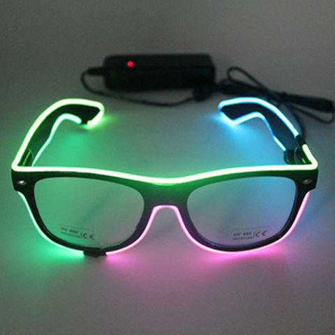 Creative LED EL Glasses Battery Light Up Glow Flashing Eyeglasses For Bar Party 