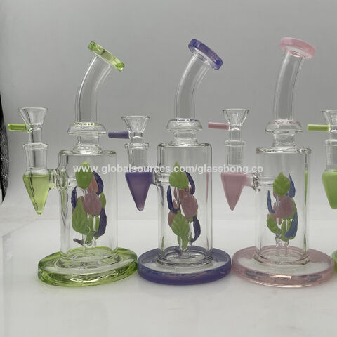 Borosilicate Colorful Glass Bongs Leaf Rig Waterpipe Dab Rig 14mm ...