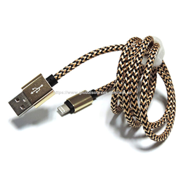 Cabo de metal trançado de nylon reforçado para iPhone e iPad