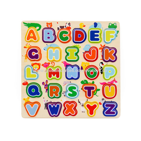 China Hot sale early learning abc wooden animal alphabet puzzle for ...