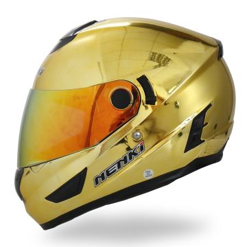 full face gold motorcycle helmet ILM Helmets for Adult Men Women DOT ECE Powersports Dual Visor Street Racing with Pinlock Cascos para Motos Model MF509 (Mythology Gold, L) : Automotive composite shell (Carbon fibre Vintage Gold Metal Flake Buco
