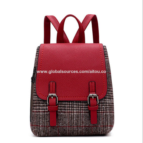 Mini Plaid Backpack Fashion Leather Backpack For Girls Travel
