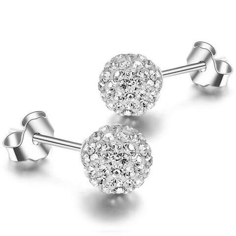 Pendientes de Botón con Circonita Cúbica en Cobre para Mujer y Niña - Joyería de Moda al por Mayor for sale at factory direct price